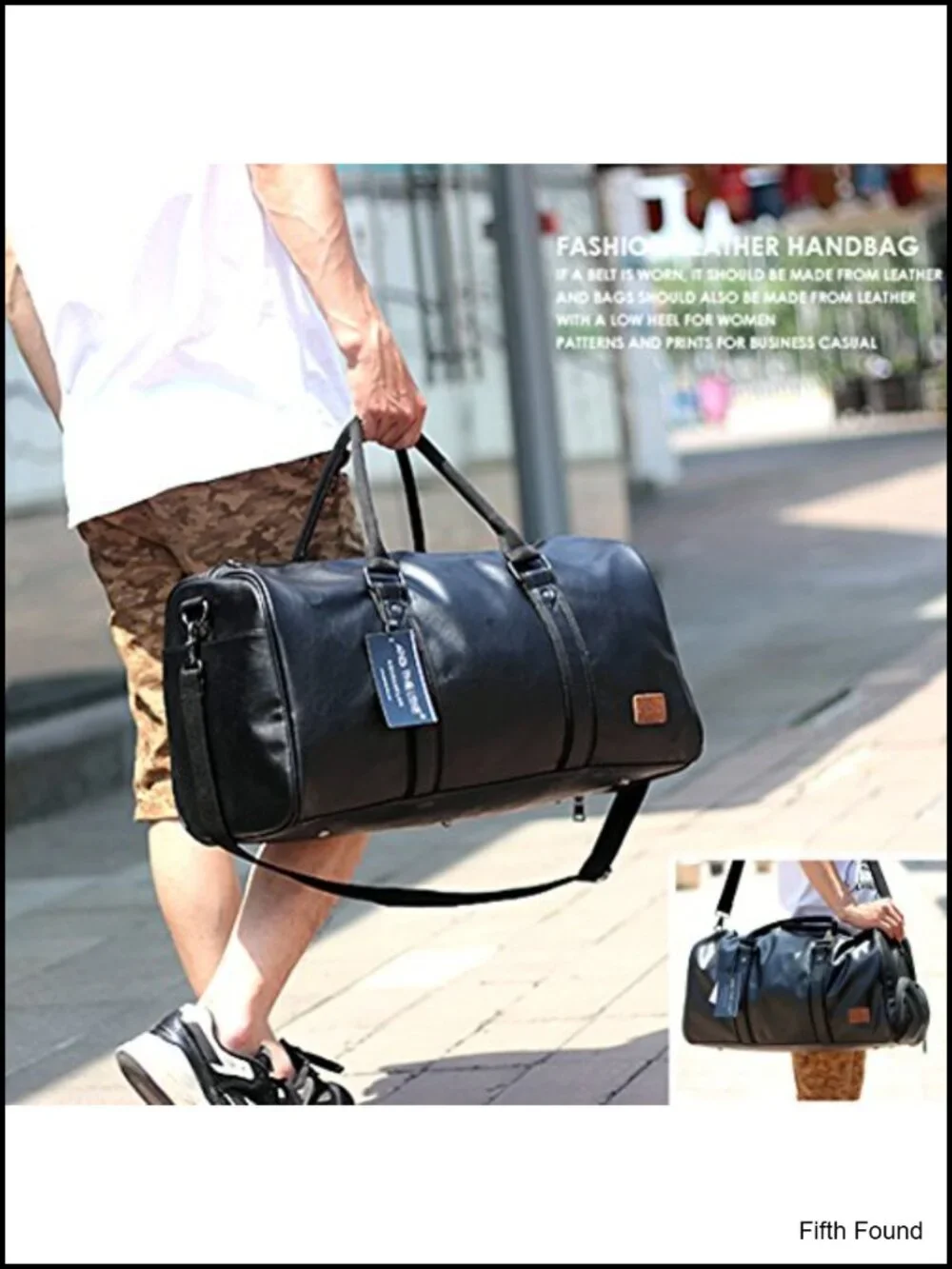 Leather Travel Duffel Bag with Shoe Pouch Waterproof Weekender